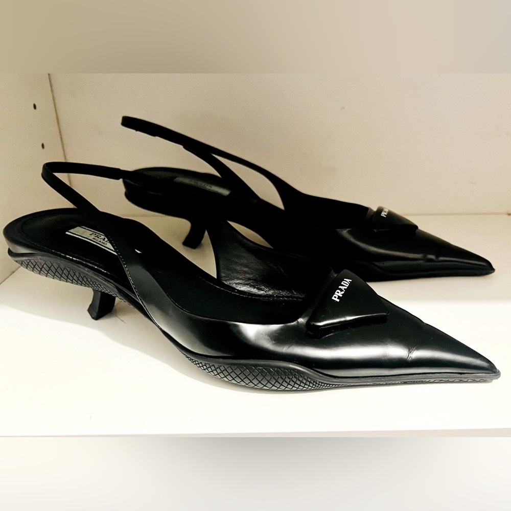 PRADA Triangle Patch Slingback Pumps (Like New)  - 9.5 in US size.